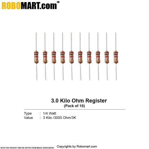 3.0 Kilo ohm 1/4 Watt Resistance