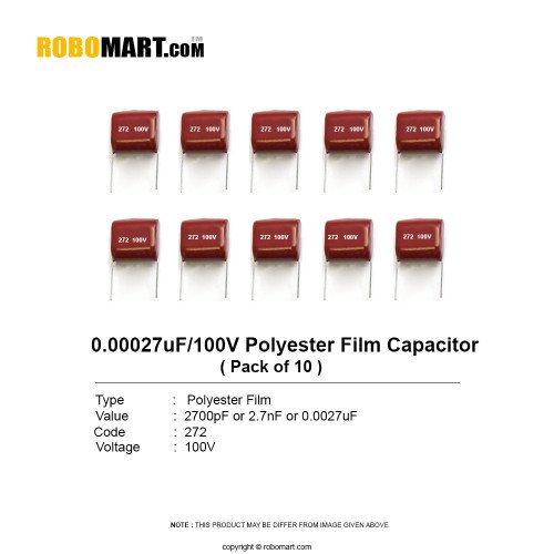 2.7nf 100v polyester film capacitor