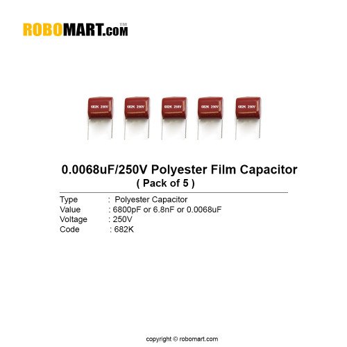 6800pf 250v 682k polyester film capacitor