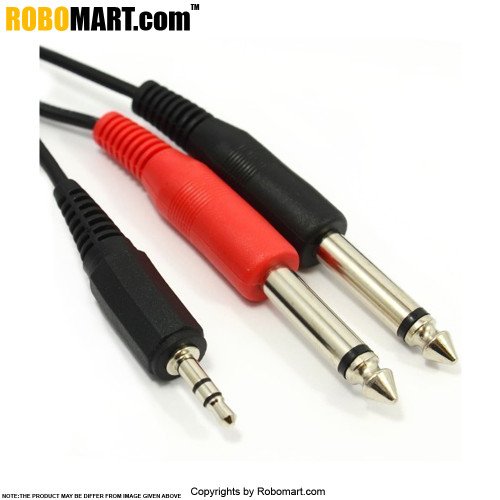 3.5mm jack to mixer 2x6.35mm mono jack cable lead 1m