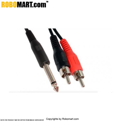 2 rca male to 6.5mm mono jack cable connector