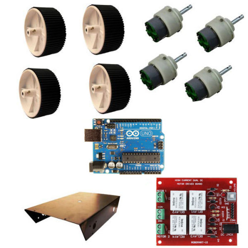 4 Wheel Robotic Platform with Arduino Uno and High Current Dual DC Motor Driver Board