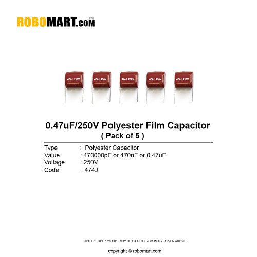 0.47uf 250v polyester film capacitor