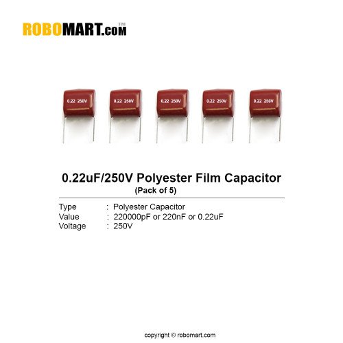 0.22uf 250v polyester film capacitor