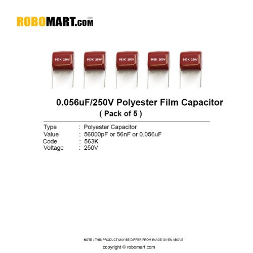 0.056uf 250v polyester film capacitor