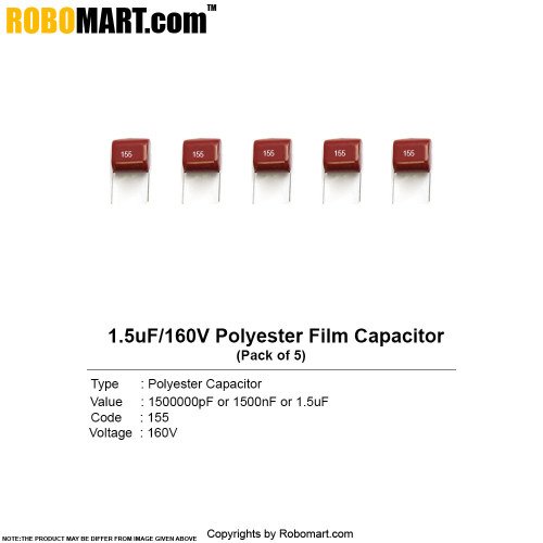 1.5uf 160v polyester film capacitor