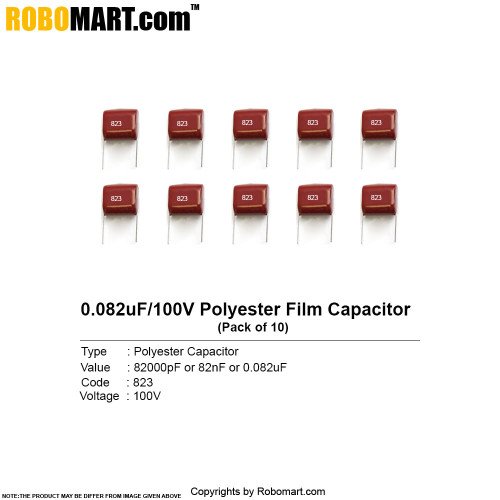 0.82uf 100v polyester film capacitor