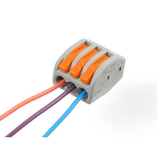 Snap-action 3-Wire Block Connector (12-28 AWG) - Pack of 3